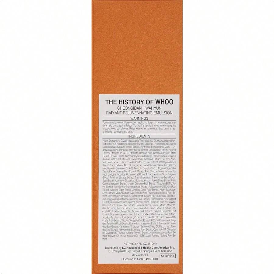 The History of Whoo Cheongidan Radiant Rejuvenating Emulsion 110ml | Nutritive Lotion For Long-Lasting Hydration, Optimal Moisture & Healthy Skin