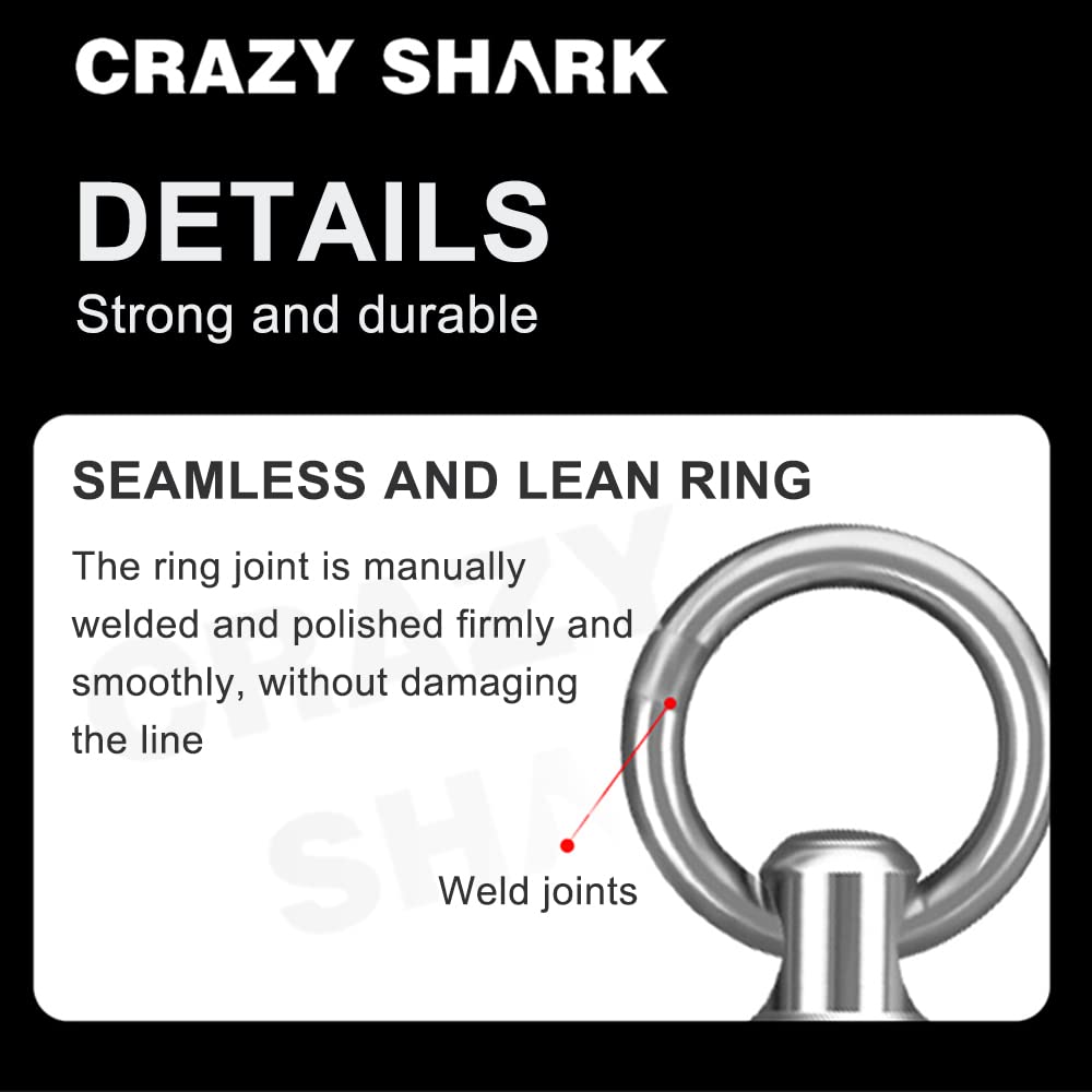 CRAZY SHARK 20pcs Ball Bearing High Strength Stainless Steel Lure Corrosion for Saltwater Stream and Swivels, Swivels, Swivels, Resistant, Fishing,