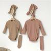 Ribbed Texture Bunny Costume Cotton Solid Baby Bodysuit Rabbit Romper Sets  Infant Girls