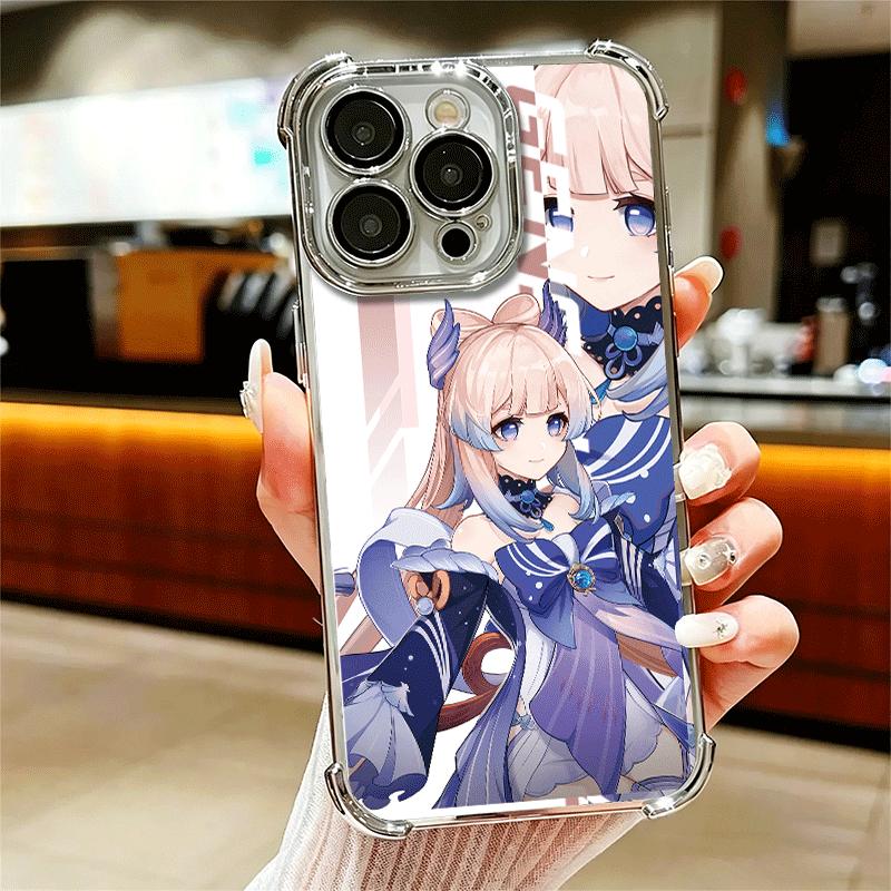Genshin Impact Desgin Plating Phone Case For Iphone 16 17 Pro Max Air 16E 14 15 Plus 12 13 Mini Anti-Fall Airabag Cover