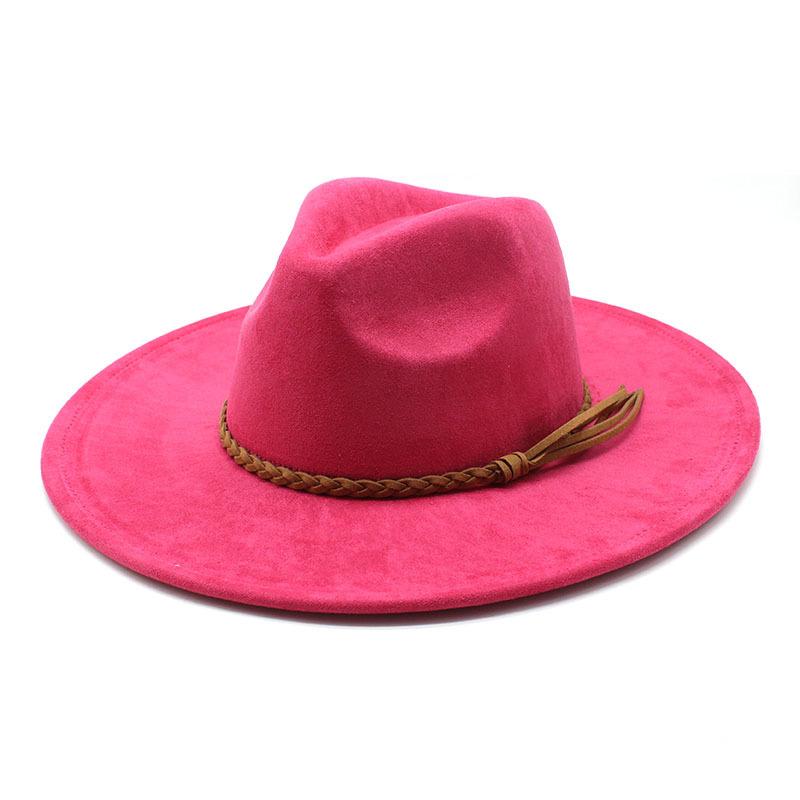 Nuevo, sombrero de copa de gamuza para hombres y mujeres, sombrero de ala ancha para pareja, sombrero de copa de corazón de melocotón, sombrero de caballero