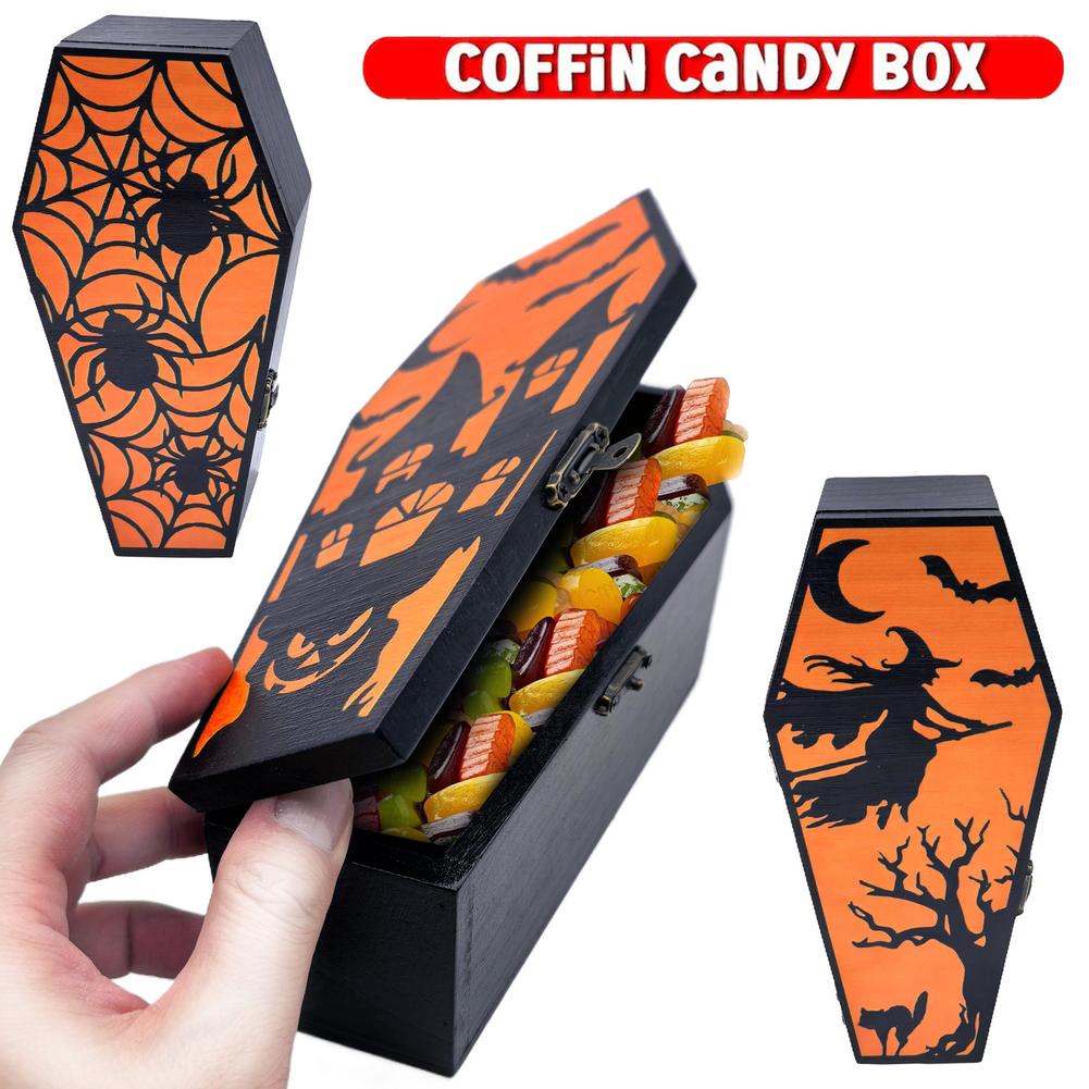Halloween Candy Box Wooden Storage Container Functional Storage Solution