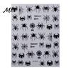 DIY Home Manicure Tools Halloween Nail Art Stickers, 3D Embossed Skeleton Hand Pumpkin Bat Dark Style Wraps Black Decals, Self-Adhesive Sliders