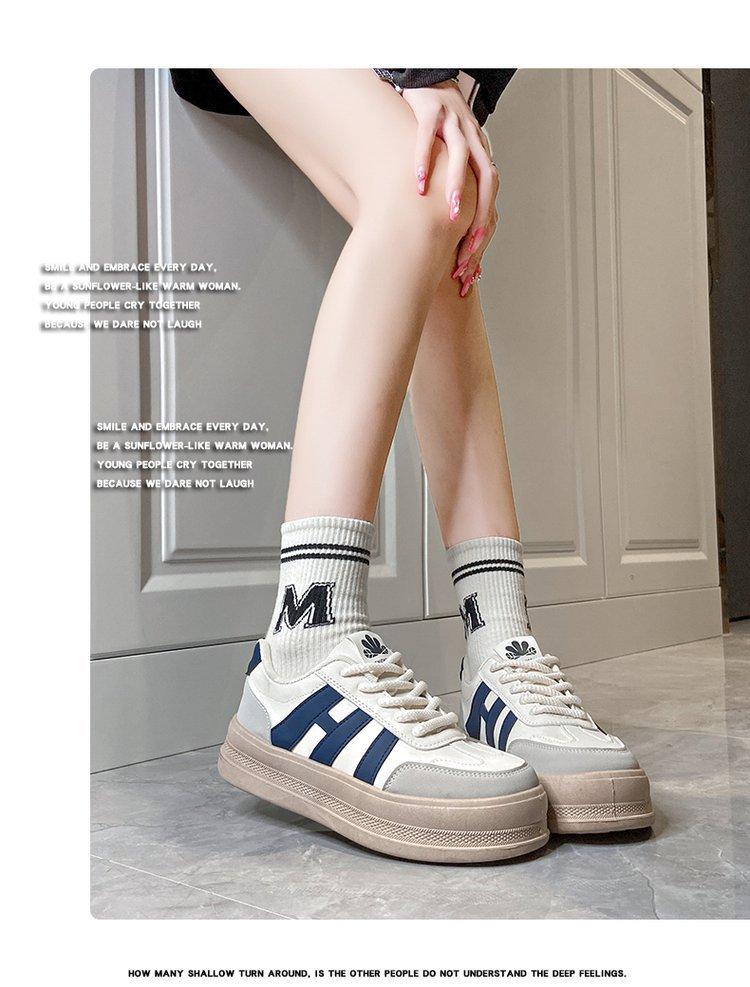 

Модная повседневная обувь на толстой подошве для женщин 2025 Весна и Осень Новая сетчатая универсальная дышащая обувь Удобная женская обувь 35