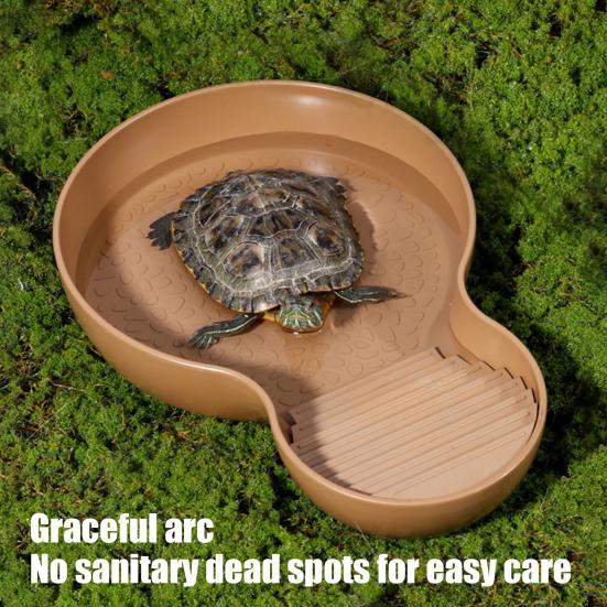 

Reptile Bathing Pool Tortoise Food And Water Feeder Bowl with Ramp Reptile Feeding Dish Aquarium Ornament for Gecko Snake Turtle Bearded Dragon Lizard темно-червоний колір