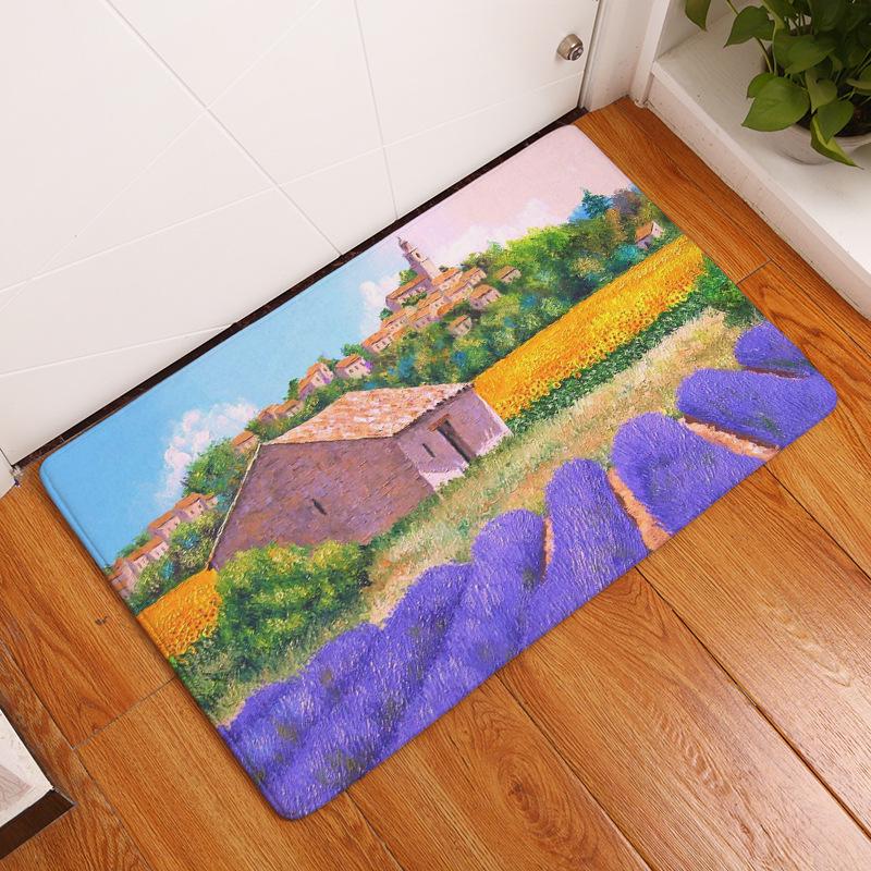 Door Mat Anti-slip Mat Living Room Decorative Carpet Retro Oil Painting Door Mat Welcome Mat Pastoral Style Carpet
