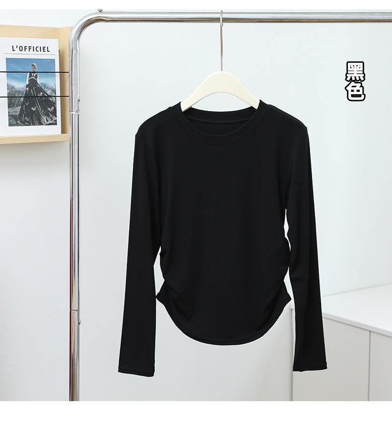 Jarní a podzimní dámské vnitřní tričko s dlouhým rukávem Top tričko s elastickým základem