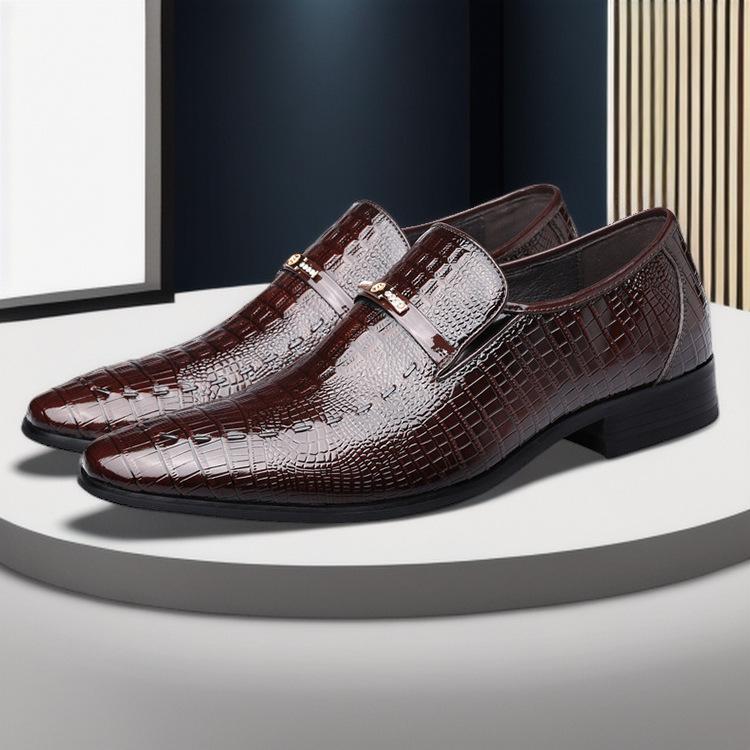 Pánské formální kožené nazouvací boty nadměrné velikosti s krokodýlím vzorem podzim/zima 2024