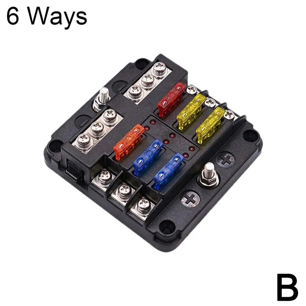LED Warning Indicator Car Boat Fuse Box Holder 12V Panel 12 Way Fog 6 Distribution Car Fuse Light Box 32V Accessories Way P S0H1