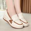 Women's Genuine Leather Big Size Wedges Shoes Spring Autumn New Thick Sole Round Toe Shallow Slip On Work Shoes Commuter Shoes