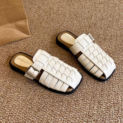 Neue gewebte Hohlschuhe weiche Sohle bequem mit Rock Tasche Kopf Halbschuh