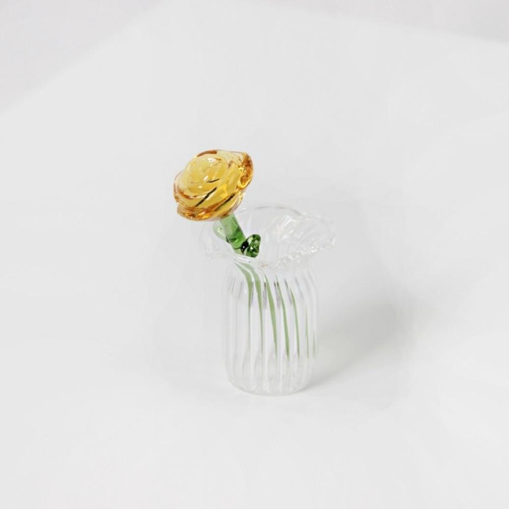 Colored Glaze Glass Flower Bouquet Mini Hand-blown Glass Flower Home Room Decoration