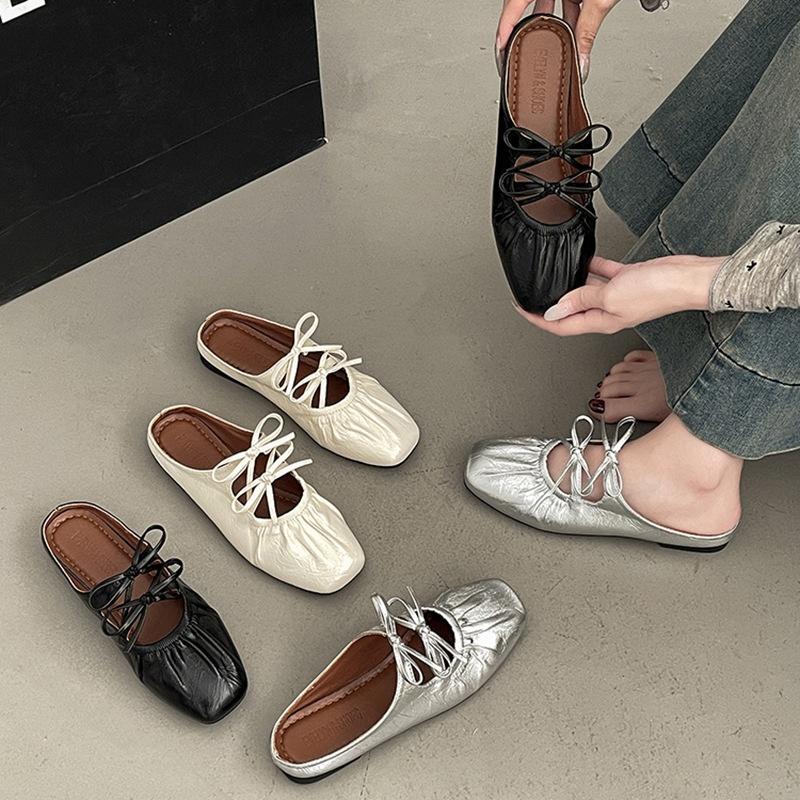 Mode Sommer Neuer Stil Slipper Ballerinas Schmetterlingsknoten Flache Schuhe Mary Jane 2025 Mode Hohe Qualität Weich Bequem Damen Hausschuhe