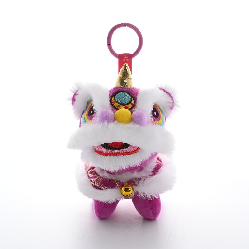 Cartoon Lion Dance Keychain Awakened Lion Year Of Horse Pendant Chinese Style Plush Toy Doll Chinese Bag Hanging New Year Gift