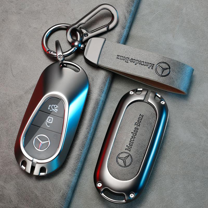 PZQ2 Leather Car Key Cover Case Protection Shell Keychain For Mercedes Benz C S A Class W206 W223 S350 C260 C300 S400 S450 S480 S500