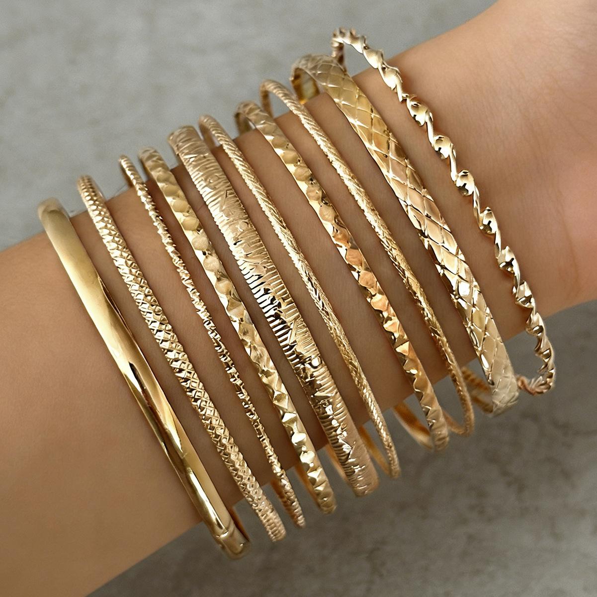 Hot-selling multi-layer stacked bracelet set bracelet women s versatile multi-element personality exaggerated bracelet jewelry