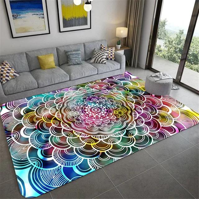 Bohemian Mandala Pattern Area Rug Colorful Artistic Watercolor Starry Designs Soft Decorative Carpet For Living Room Bedroom
