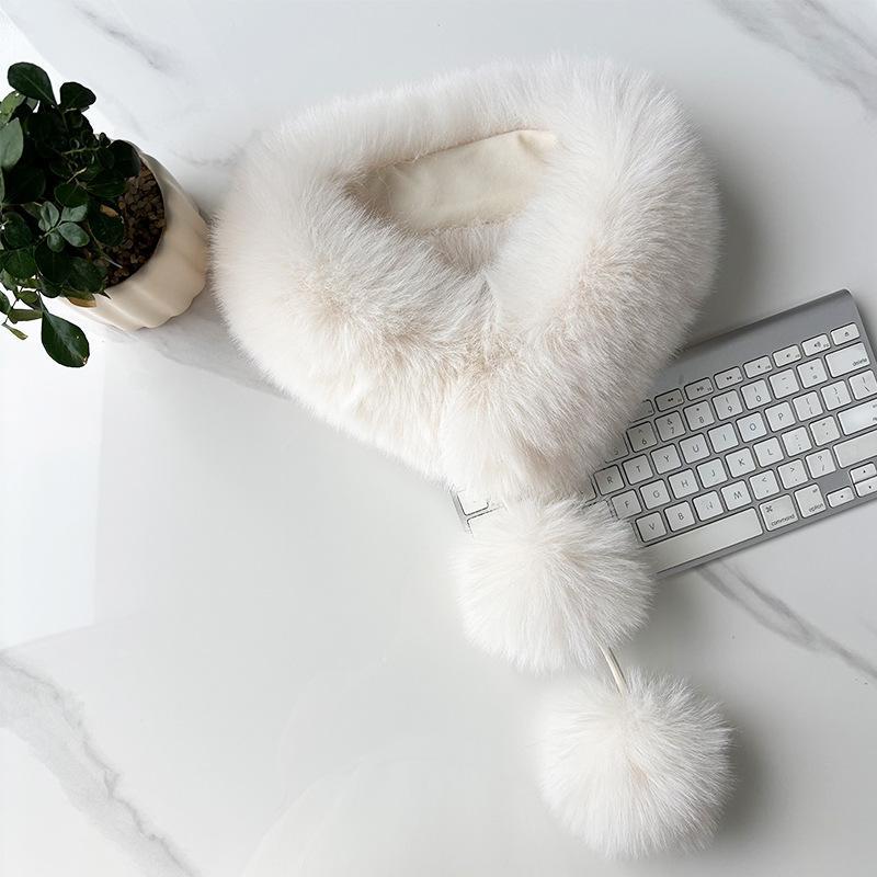 1Pcs Winter Thickened Natural Fox Fur Scarf For Women Magnetic Scarf Neck Warm Fluffy Shawls Female Coat Collar
