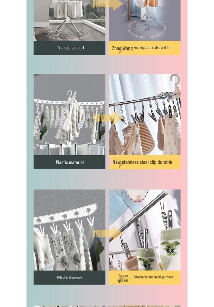 Stainless Steel Multi-functional Rotating Baby Clothes Drying Rack for Indoor/Outdoor Use