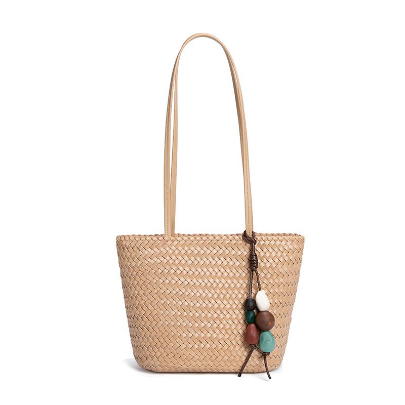 

Premium sense niche retro woven underarm tote bag 25 early autumn new soft leather large capacity vegetable basket bag women