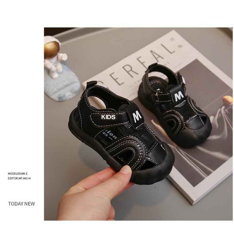 Toddler Baby Boy Closed Toe Anti Kick Non Slip Soft Sole Walking Sandals