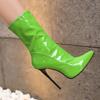 Sexy Soft Patent Leather Boots Women's Ankle Boots Stiletto 2024 Autumn Winter Pointed Toe Party Shoes