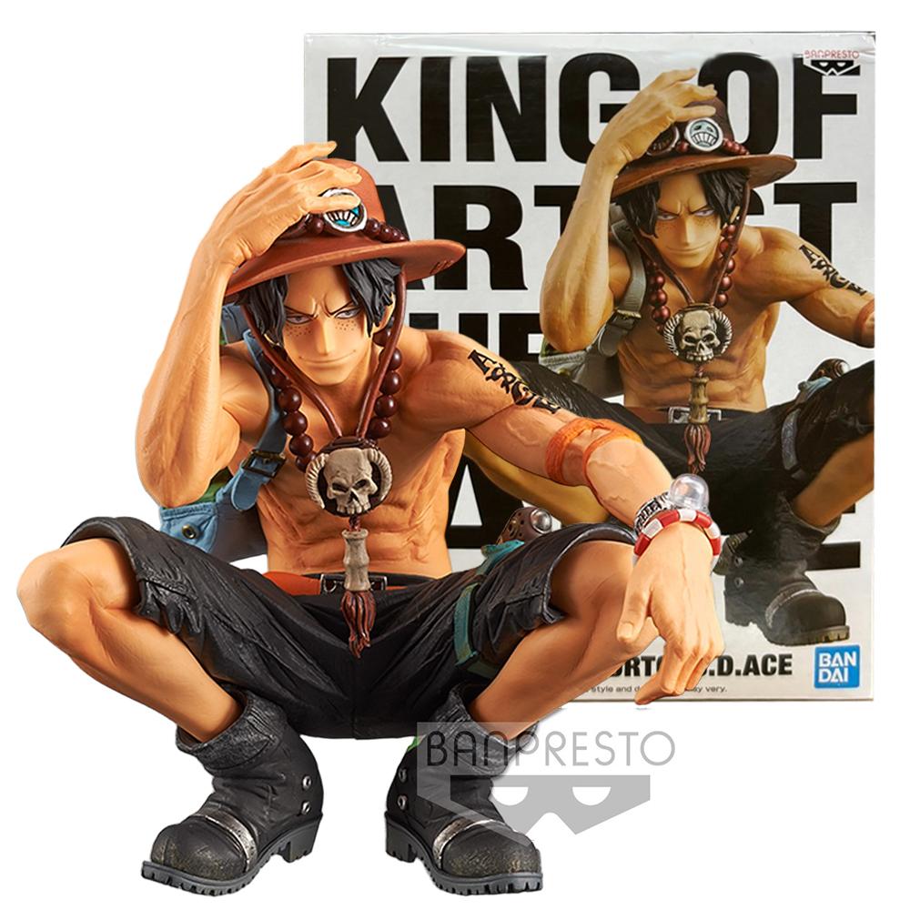 33CM Anime One Piece Portgas·D· Ace Figure KING OF ARTIST SPECIAL ver Squat Model Toys Doll Aciton Figure Replaceable Face Hand