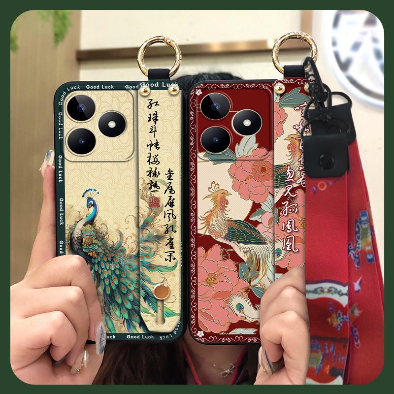 Wristband Anti-dust Phone Case For Realme C53/Narzo N53 Back Cover Wrist Strap Kickstand Waterproof For Mom Anti-knock