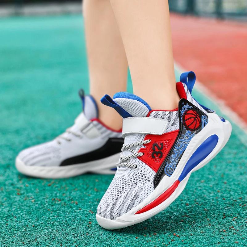 Brand Kids' Sports Shoes Non-slip Running Shoes Boys Basketball Sports Tennis Shoes Fashion Comfortable Teenager Casual Sneakers