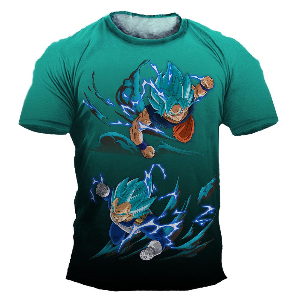 3-14Å Barn Goku Vegeta T-shirts Pojkars Dragon Ball Z T-shirts Lös T-shirt Anime T-shirt Tecknad Toppar Barn Sommar Pojke Kort Ärm