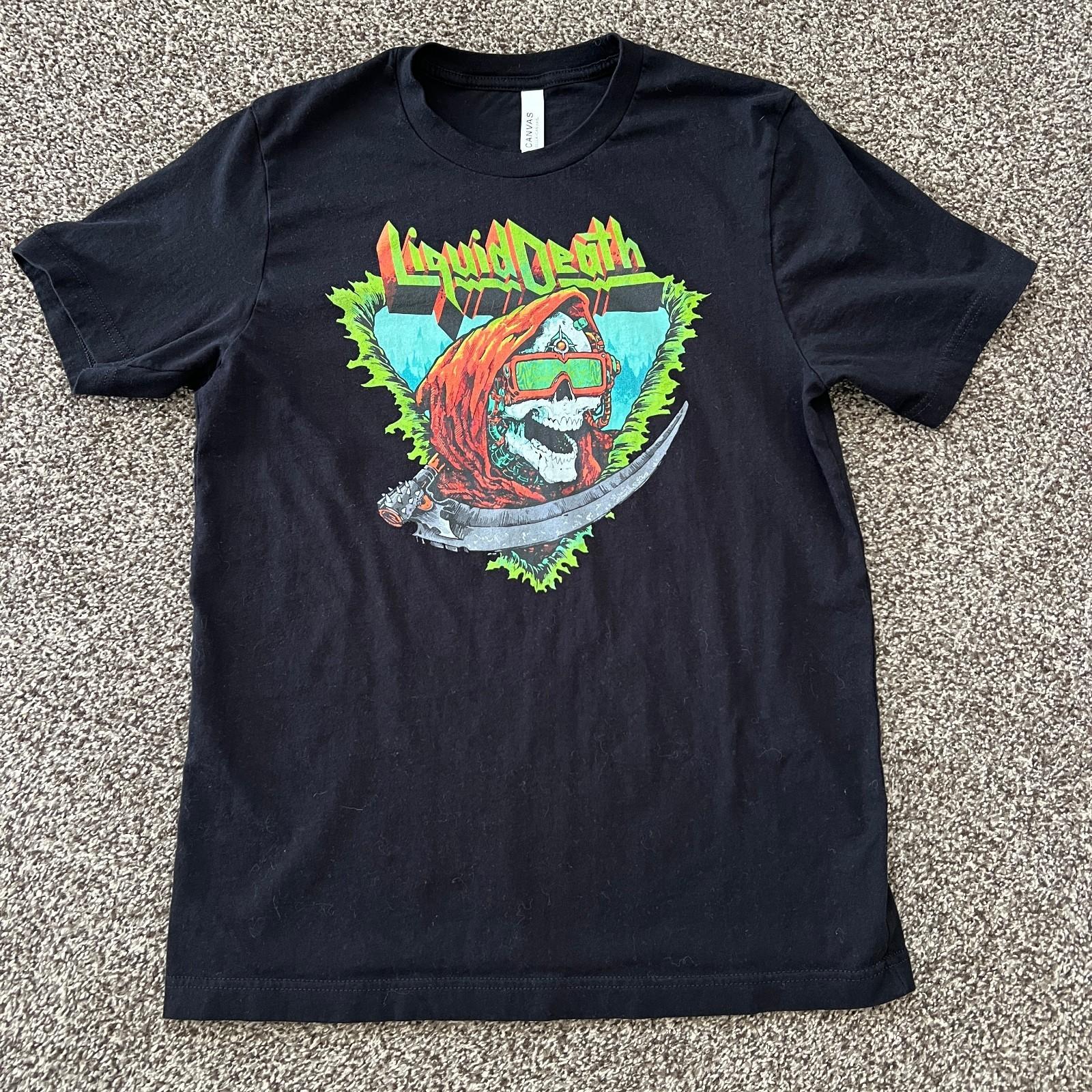 Liquid Death Water Medium Black T-shirt Cool Grim Reaper Graphic Print Logo S разноцветный