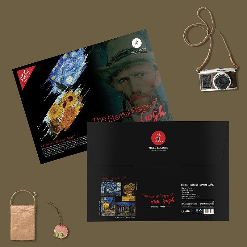 4 Pcs/Set 40.5X28.5 Cm Diy Scratch Painting Vincent Van Gogh Sunflowers The Starry Night Artwork Scratch Painting Drawing Toys