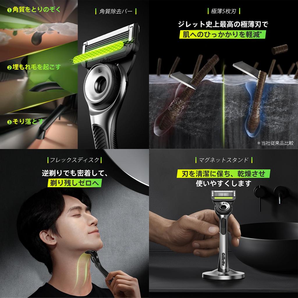 Gillette Gillette Razor Refills for Close Lab [Authentic] (6 Blades) Men, Shave, Exfoliating,