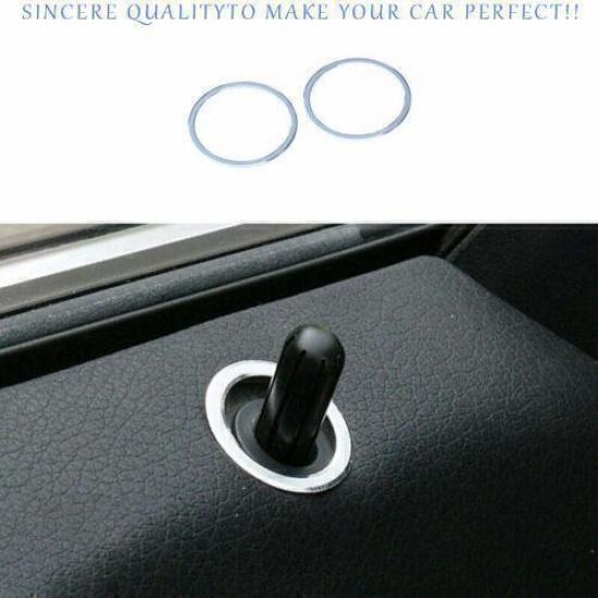 For Benz GLE GLS 2016-2019 Silver Allloy Inner Door Bolt Lock Down Ring Trim 2PC
