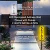 Solar House Numbers for Outside, Lighted Solar Address Sign Plaque Address Numbers for Houses Waterproof LED Solar Powered Address Sign with Stakes