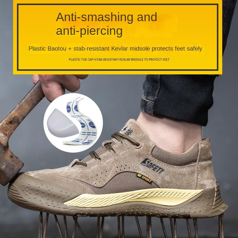 Labor Insurance Shoes Men's Lightweight Anti-smashing Anti-piercing Comfortable Gas Non-slip Protective Insulating Work Shoes