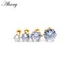 Alisouy 2pcs 3-6mm Ear Stud Earrings Hypoallergenic Round Cubic Zirconia Stainless Steel CZ Girls High Quality Women Earrings