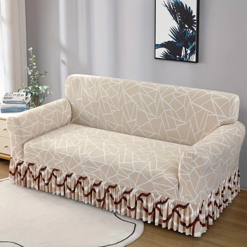 

Print Sofa Cover With Skirt For 1/2/3/4-Seater Sofa Slipcover Small