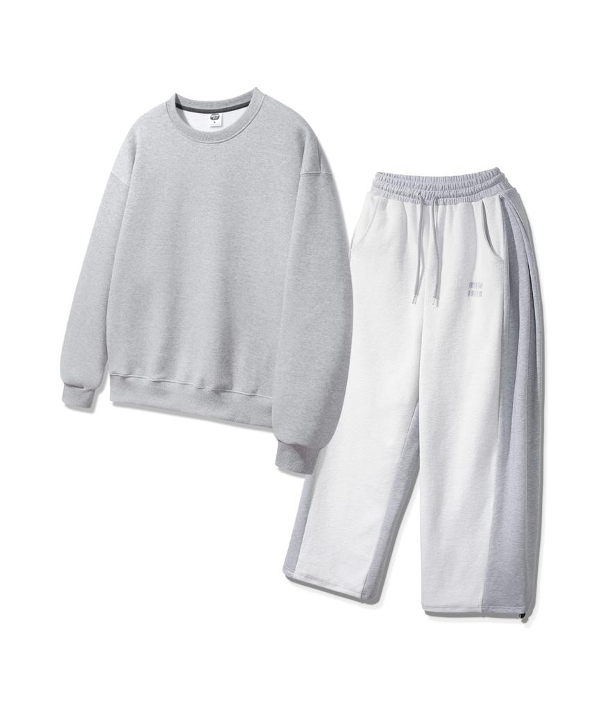 ALVINCLO [Set] Plain Oversized Sweatshirt & Pintuck Training Pants Set