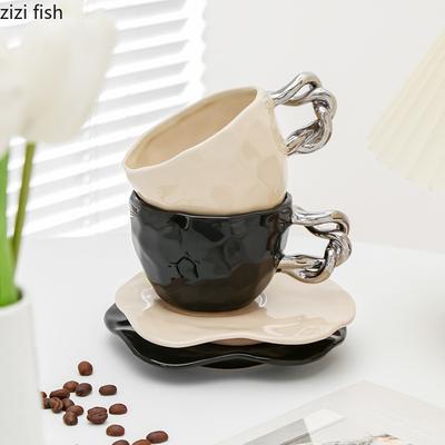 Set creativ cană ceramică lucrată manual și farfurie Ceai de după-amiază Cană pentru latte cafea Cană pentru lapte Cană pentru băuturi Căni pentru micul dejun acasă Căni de ceai