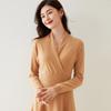Autumn/Winter Cashmere Cross-Collar Long Knit Dress - Slim-Fit Skirt for Elegant and Commuting Style