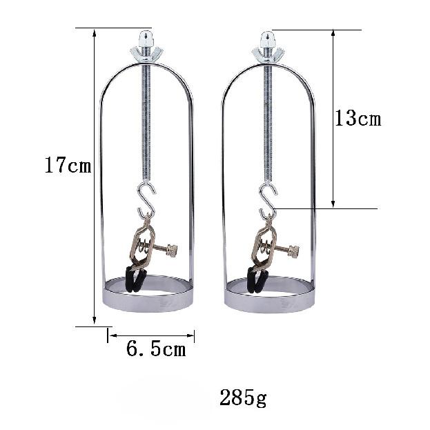 Silver Breast Clip Cage Set for Women Adjustable Nipple Clamp Pair with Soft Rubber Tips Couples Bondage Adult Toys