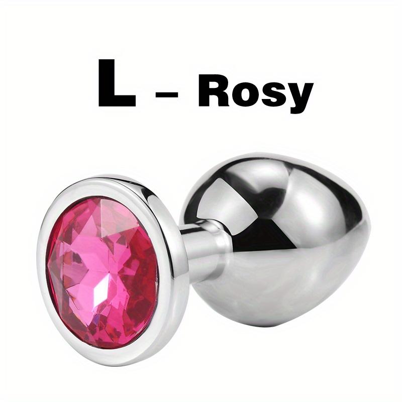 1pc Gemstone Base Stainless Steel Anal Plug - Smooth Body-Safe Metal Butt Plug for Couples Adult Pleasure Sex Toy