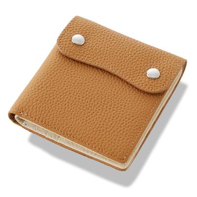 Exvita Women's Bifold Wallet, Genuine Shrink Leather, Slim, Compact, Large Capacity, Not-Too-Small Mini Wallet (Compact (Camel))