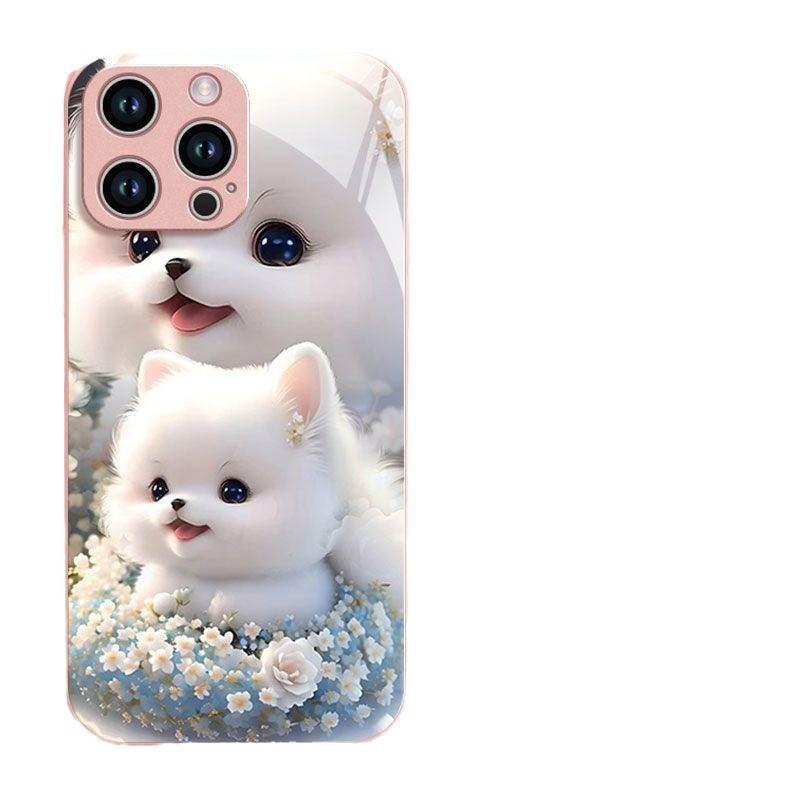 Cute Pet Dog Apple 11 Mobile Phone Case iPhone11ProMax Cartoon 11Mini Female 11 Liquid Glass Case Anti-drop
