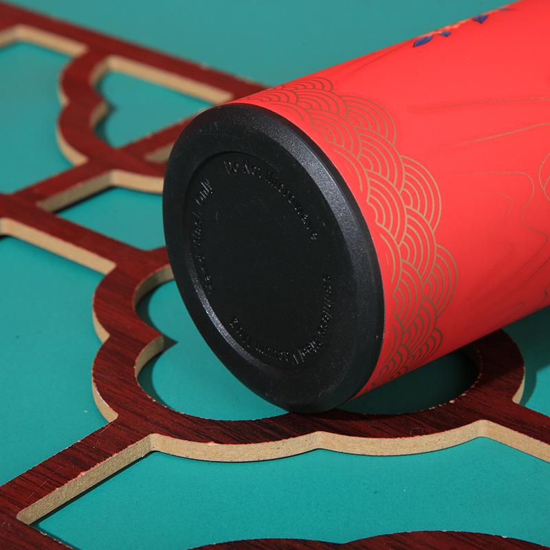 Retro Chinese Thermos Cup: 304 Stainless Steel with Smart Temperature Display and Artistic Design - Ideal Business Gift