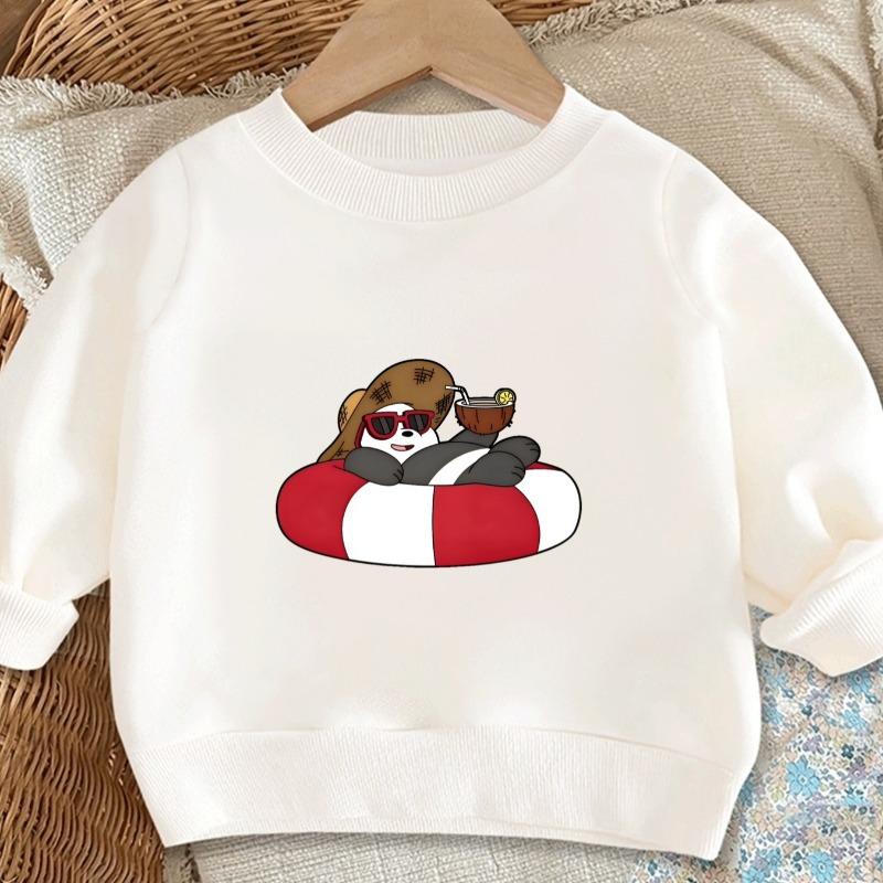 Kids Crewneck Long Sleeve Sweatshirt,Cute Panda Print