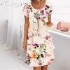 JPNTKYWomen's Fashion Summer Spring Short Sleeve O-Neck Casual Dresses