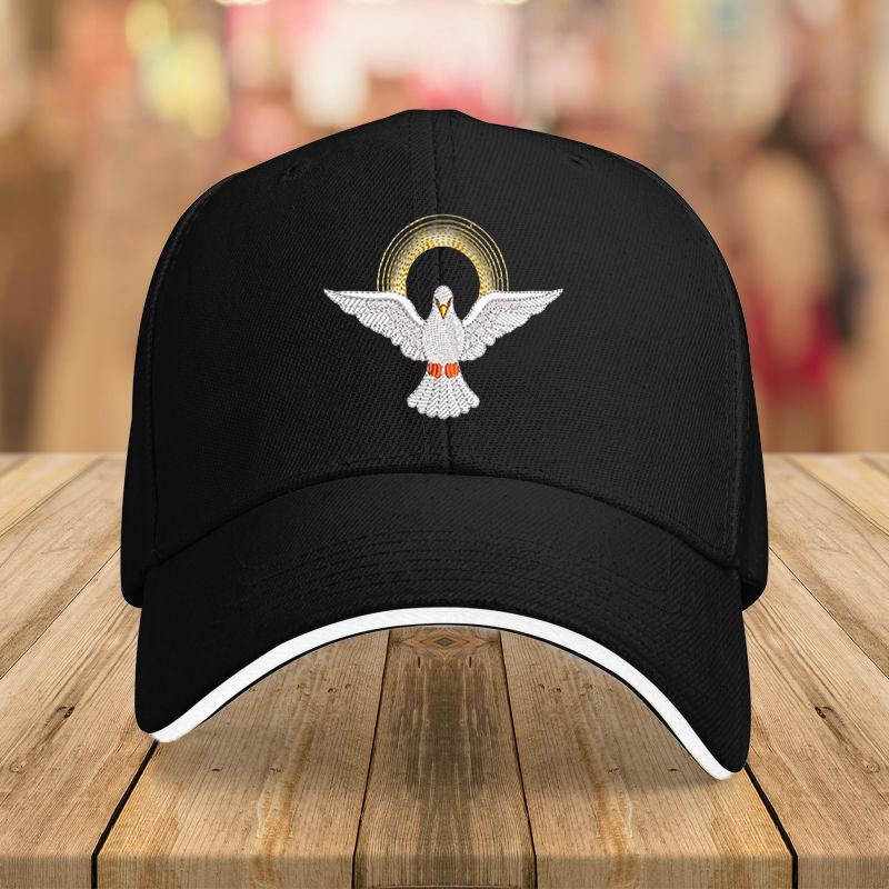 Holy Spirit Dove Baseball Cap Embroidered Red Polyester Adjustable Casual Summer Hat for Adults