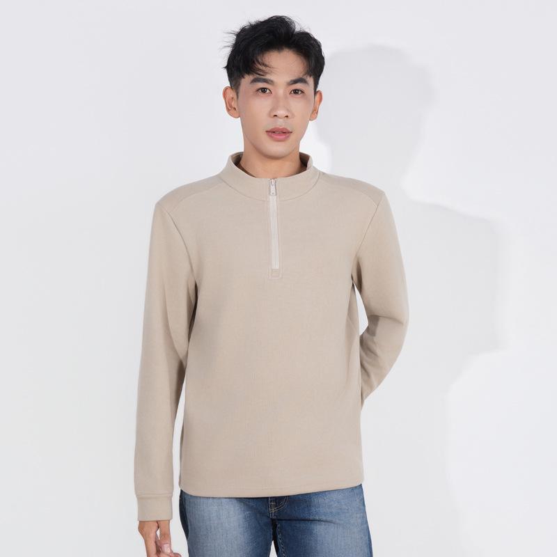Men's Warm Fleece Half-Zip Jacket - Windproof, Stand-Up Collar, Long-Sleeved for Autumn/Winter Outdoor Sports & Casual Wear